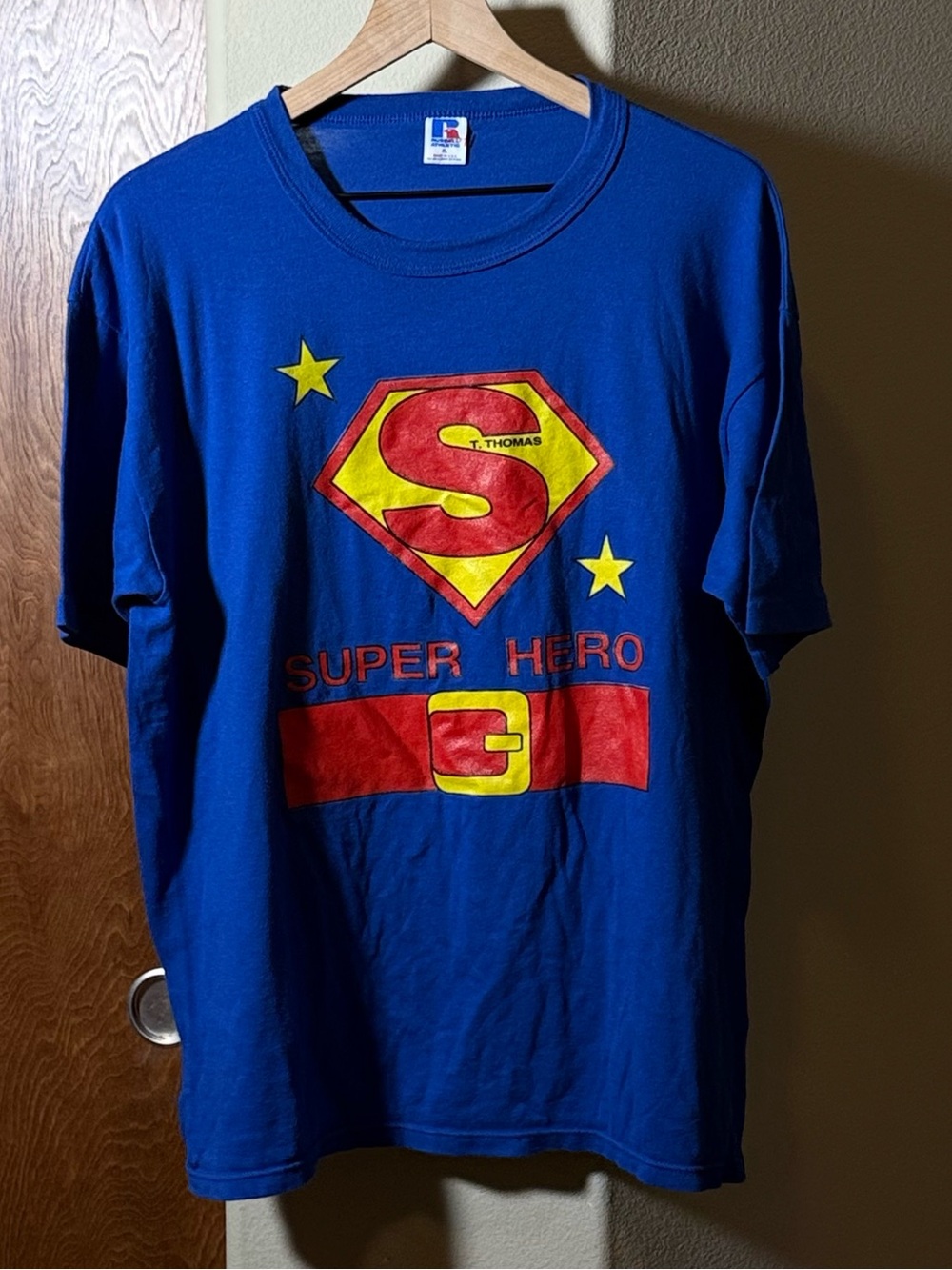 Vintage Russell Athletic Super Hero Graphic Tee Made in USA XL Y2K